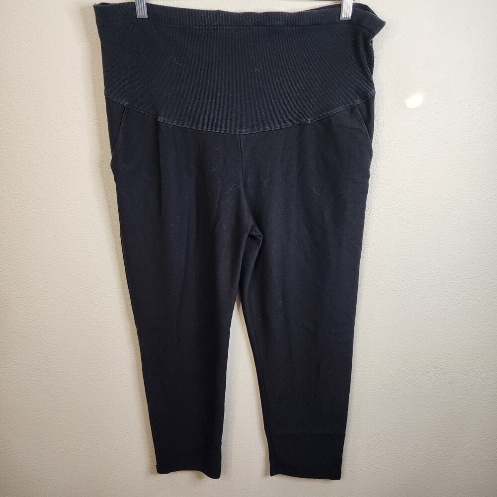 Alina Mae Maternity Wear to Work Ponte Pants Size XL Belly Panel Black